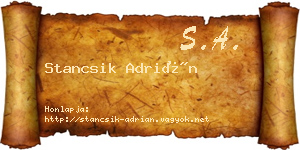 Stancsik Adrián névjegykártya